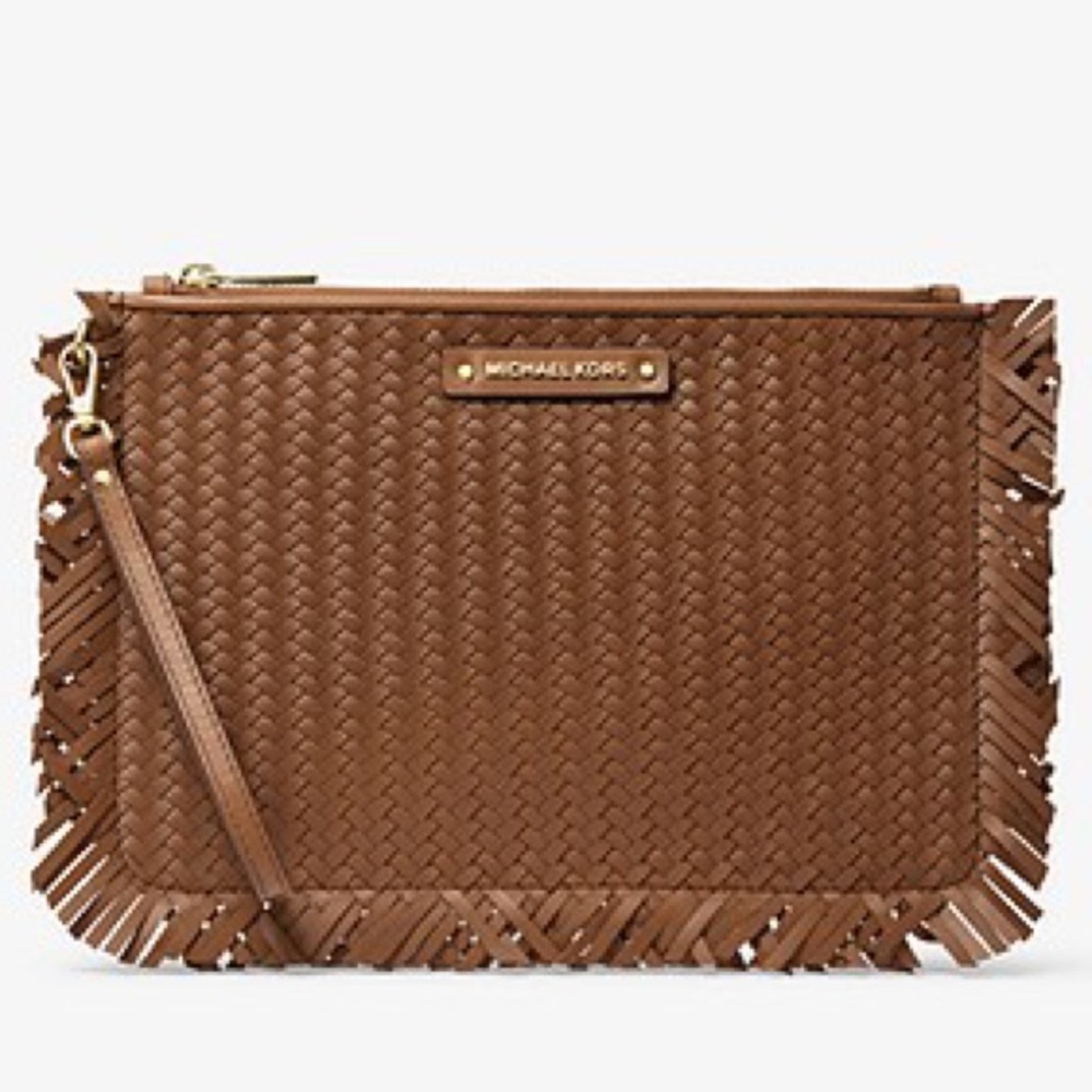 New MICHAEL KORS | Large Woven Leather Pochette ♥️